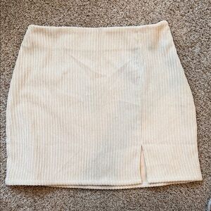 Le Lis Cream Ribbed Mini Skirt